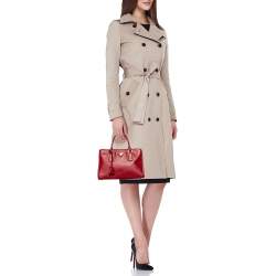 Pre Owned Prada Red Saffiano Leather Small Double Zip Tote