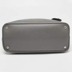 Pre Owned Prada Grey Saffiano Cuir Leather Medium Double Handle Tote