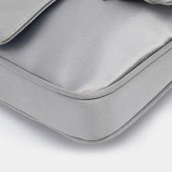 Pre Owned Prada Grey Satin Buckle Chain Bag