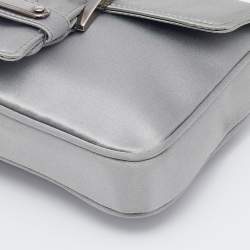 Pre Owned Prada Grey Satin Buckle Chain Bag