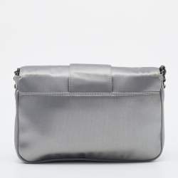 Pre Owned Prada Grey Satin Buckle Chain Bag
