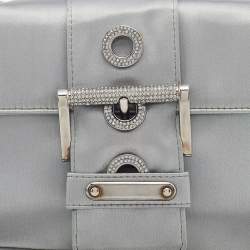 Pre Owned Prada Grey Satin Buckle Chain Bag