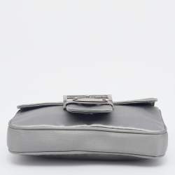 Pre Owned Prada Grey Satin Buckle Chain Bag