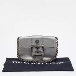 Pre Owned Prada Grey Satin Buckle Chain Bag