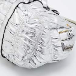 Pre Owned Prada Silver Gaufre Leather Satchel