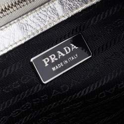 Pre Owned Prada Silver Gaufre Leather Satchel
