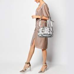 Pre Owned Prada Silver Gaufre Leather Satchel