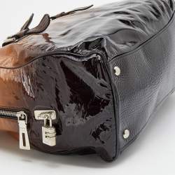 Prada Brown/Beige Ombre Patent Leather Sfumata Satchel