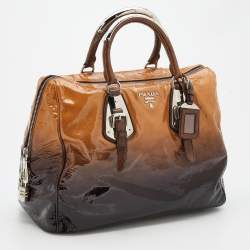 Prada Brown/Beige Ombre Patent Leather Sfumata Satchel