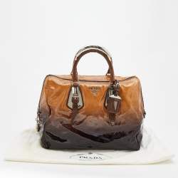 Prada Brown/Beige Ombre Patent Leather Sfumata Satchel