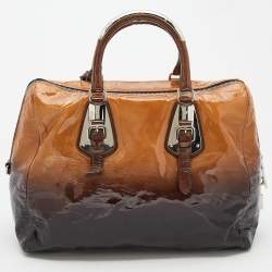 Prada Brown/Beige Ombre Patent Leather Sfumata Satchel