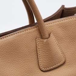 Pre Owned Prada Beige Leather Medium Twin Pocket Tote