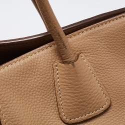 Pre Owned Prada Beige Leather Medium Twin Pocket Tote