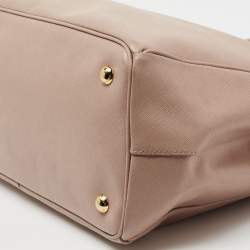 Pre Owned Prada Beige Saffiano Lux Leather Medium Double Zip Tote