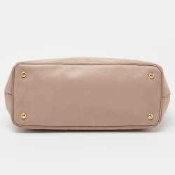 Pre Owned Prada Beige Saffiano Lux Leather Medium Double Zip Tote