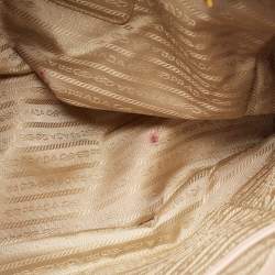 Pre Owned Prada Beige Saffiano Lux Leather Medium Double Zip Tote