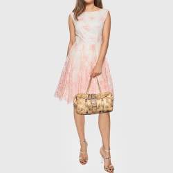Pre Owned Prada Beige Python Buckle Flap Satchel