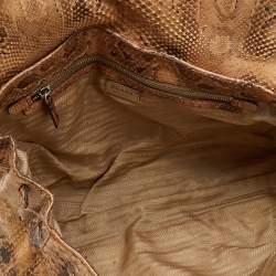 Pre Owned Prada Beige Python Buckle Flap Satchel