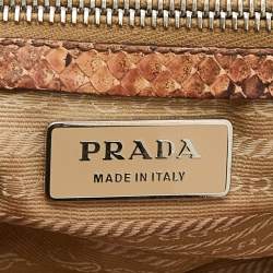 Pre Owned Prada Beige Python Buckle Flap Satchel