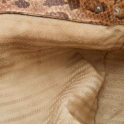 Pre Owned Prada Beige Python Buckle Flap Satchel