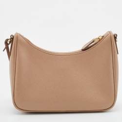 Pre Owned Prada Beige Saffiano Lux Re-Edition 2005 Shoulder Bag
