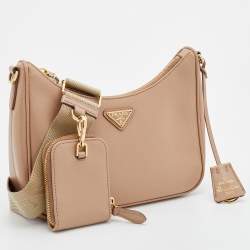 Pre Owned Prada Beige Saffiano Lux Re-Edition 2005 Shoulder Bag