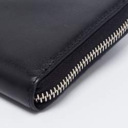 Pre Owned Prada Black Calf Leather Zip Around Wallet