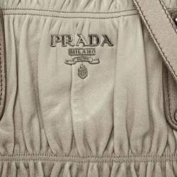 Pre Owned Prada  Grey Leather Gaufre Tote