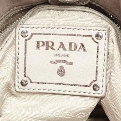 Pre Owned Prada  Grey Leather Gaufre Tote
