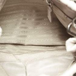 Pre Owned Prada  Grey Leather Gaufre Tote