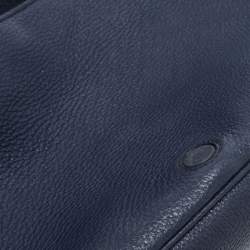 Pre Owned Prada Navy Blue Vitello Daino Leather Phenix Flap Crossbody Bag