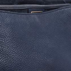 Pre Owned Prada Navy Blue Vitello Daino Leather Phenix Flap Crossbody Bag