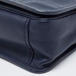 Pre Owned Prada Navy Blue Vitello Daino Leather Phenix Flap Crossbody Bag