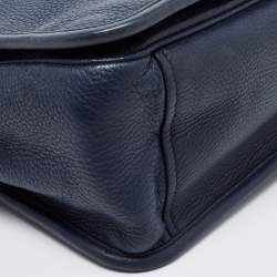 Pre Owned Prada Navy Blue Vitello Daino Leather Phenix Flap Crossbody Bag