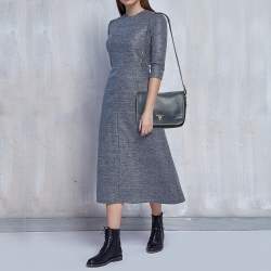 Pre Owned Prada Navy Blue Vitello Daino Leather Phenix Flap Crossbody Bag