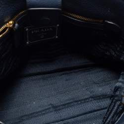 Pre Owned Prada Navy Blue Leather Vitello Phenix Small Tote