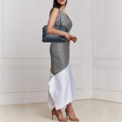 Pre Owned Prada Navy Blue Leather Vitello Phenix Small Tote