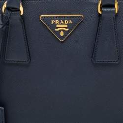 Pre Owned Prada Dark Blue Saffiano Lux Leather Small Promenade Satchel