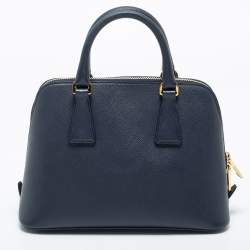 Pre Owned Prada Dark Blue Saffiano Lux Leather Small Promenade Satchel