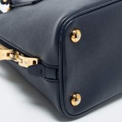 Pre Owned Prada Dark Blue Saffiano Lux Leather Small Promenade Satchel