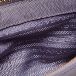 Pre Owned Prada Purple Saffiano Lux Leather Mini Galleria Double Zip Tote