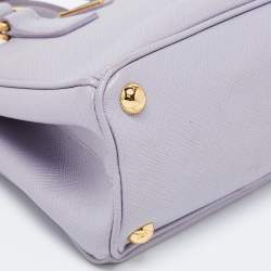 Pre Owned Prada Purple Saffiano Lux Leather Mini Galleria Double Zip Tote