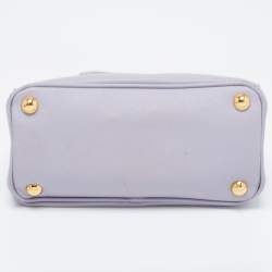 Pre Owned Prada Purple Saffiano Lux Leather Mini Galleria Double Zip Tote
