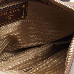 Pre Owned Prada Olive Green/Brown Canvas And Leather Canapa Logo Shoulder Bag