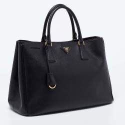 Pre Owned Prada Black Saffiano Leather Gardener's Tote