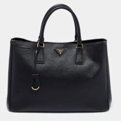Pre Owned Prada Black Saffiano Leather Gardener's Tote