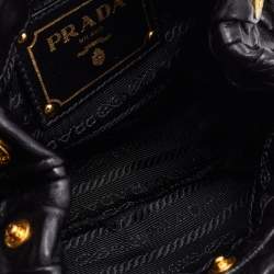 Pre Owned Prada Black Leather Mini Antique Bucket Crossbody Bag