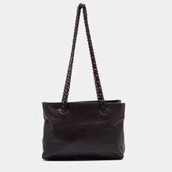 Prada Dark Brown Leather Nappa Chain Tote