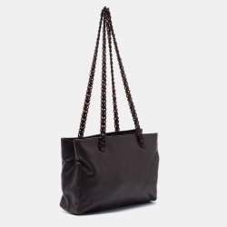 Prada Dark Brown Leather Nappa Chain Tote