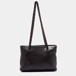 Prada Dark Brown Leather Nappa Chain Tote